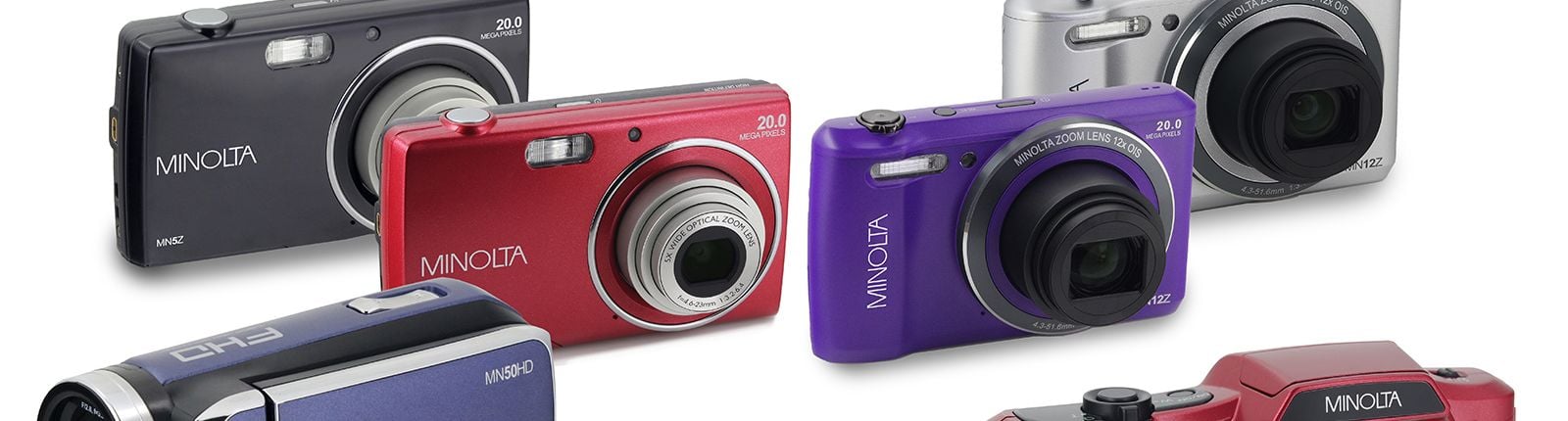 Various Minolta cameras in different colors