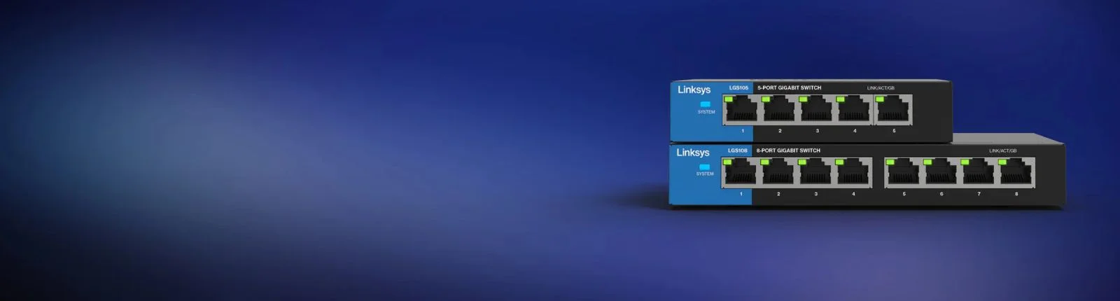 Linksys internet connection stacked on a stylized background