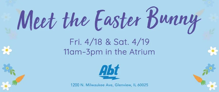 Meet The Easter Bunny Banner with dates, times and Abt address