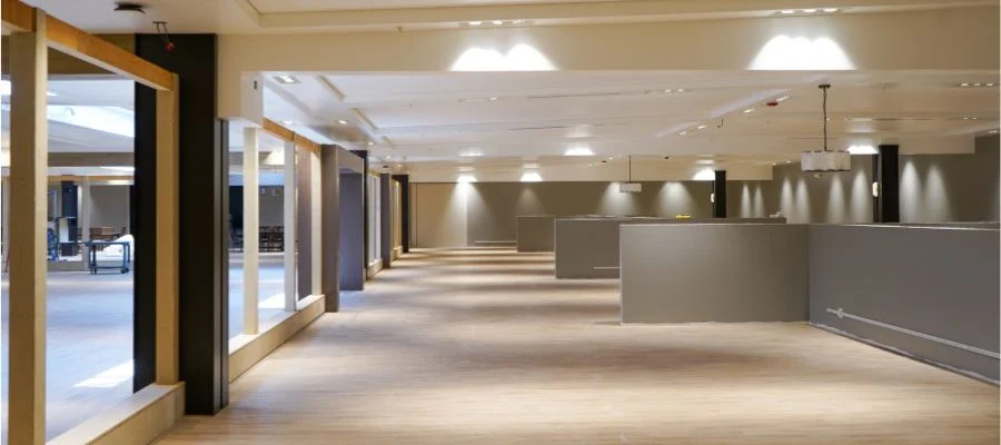The Abt Furniture Gallery as it's being renovated. The space is currently empty.