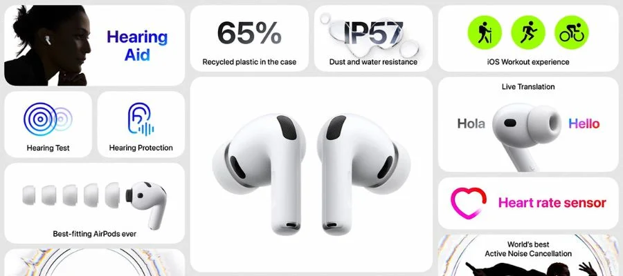 View of Airpods Pro 3 from behind.