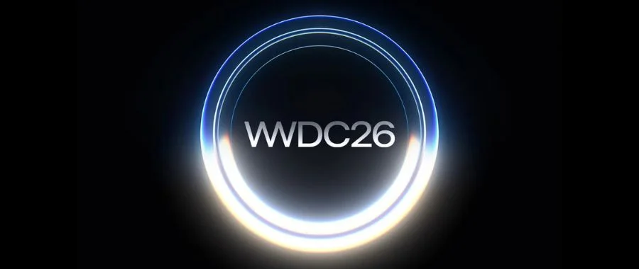 A glowing ring set against a black background, with the text WWDC 26 inside.