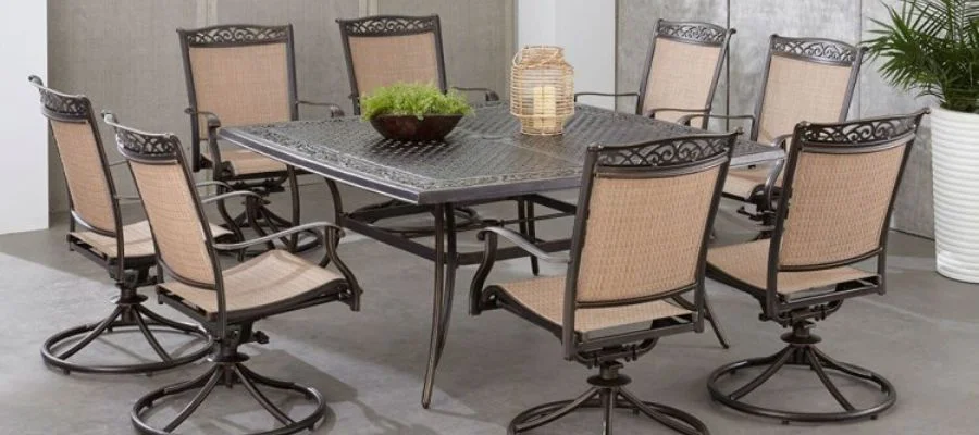 brown patio dining set with 8 chairs
