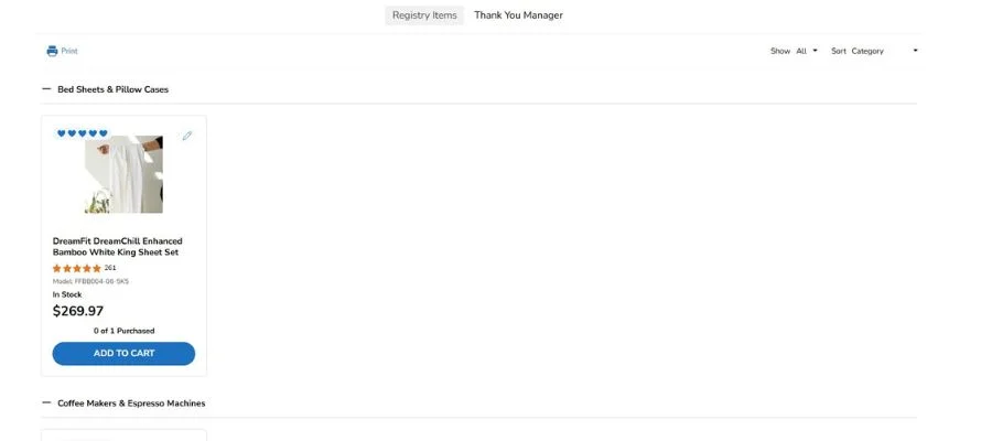 Screenshot of abt.com wedding registry.
