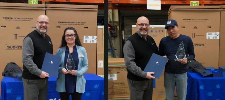 Gary presenting Diana Segura and Javier Lopez with 2025 awards