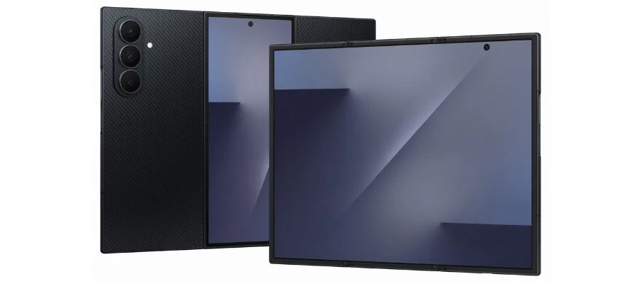 View of the front and back of the Samsung Galaxy Z TriFold.