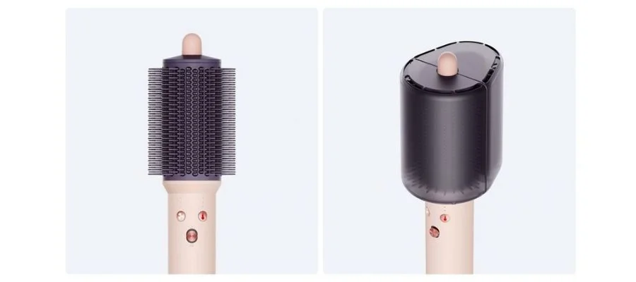 Side-by-side view of the Airsmooth with the bristle guard off and with it on.