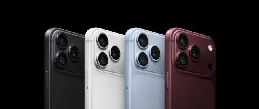 Four iPhone 18 Pros in a line, showcasing each available color.
