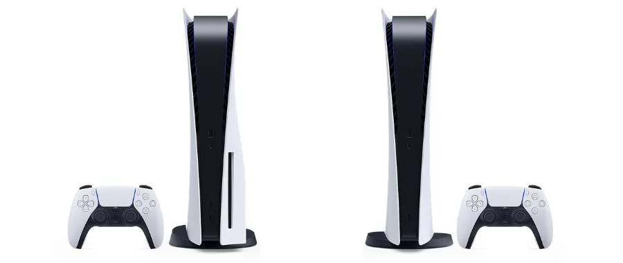The PS5 next to the PS5 Pro.