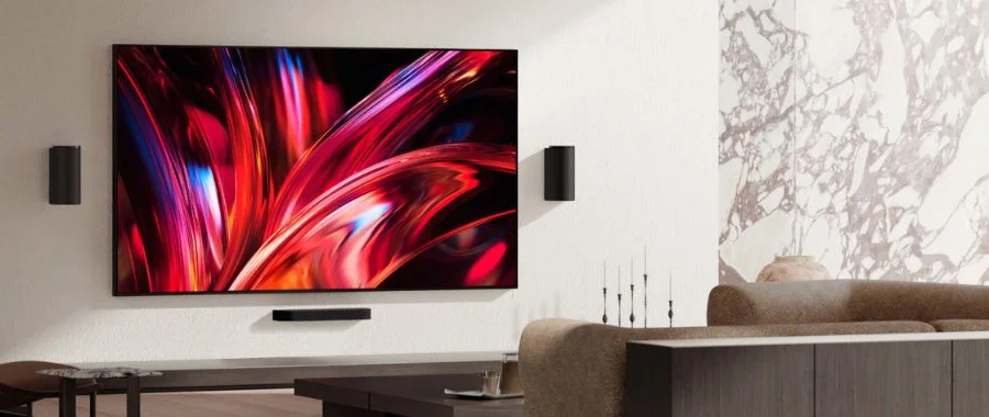 The Sony Bravia 9 II TV mounted to the wall in a modern living room.