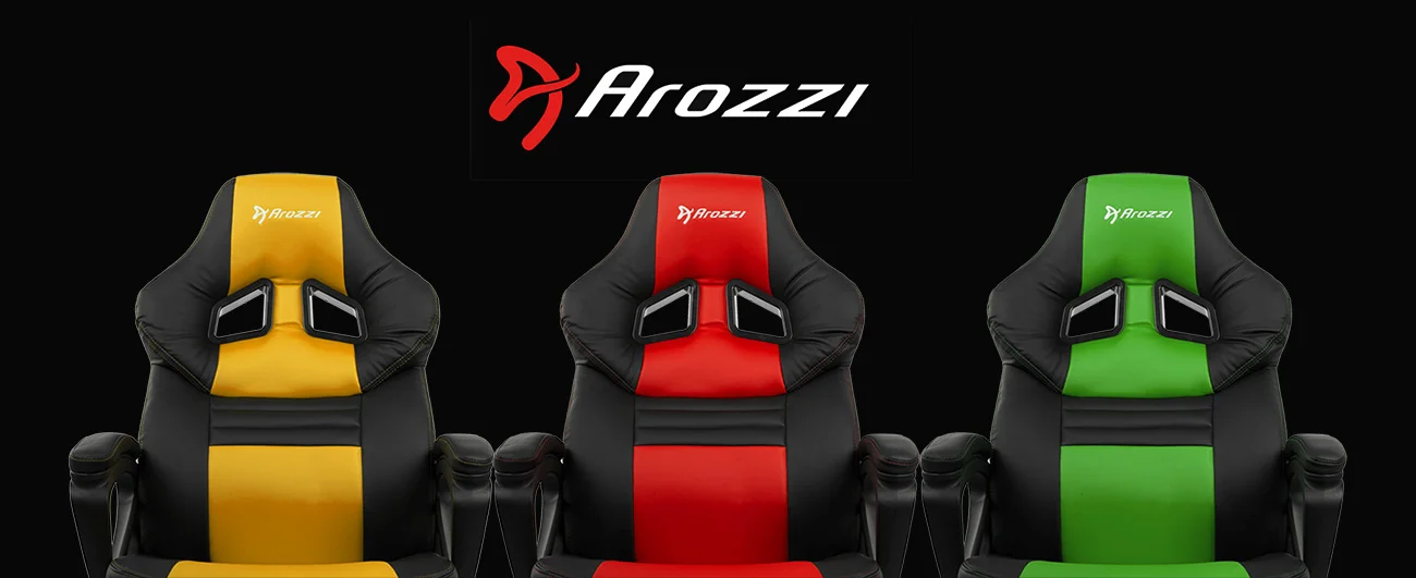 Three Arozzi Gaming Chairs in different colors