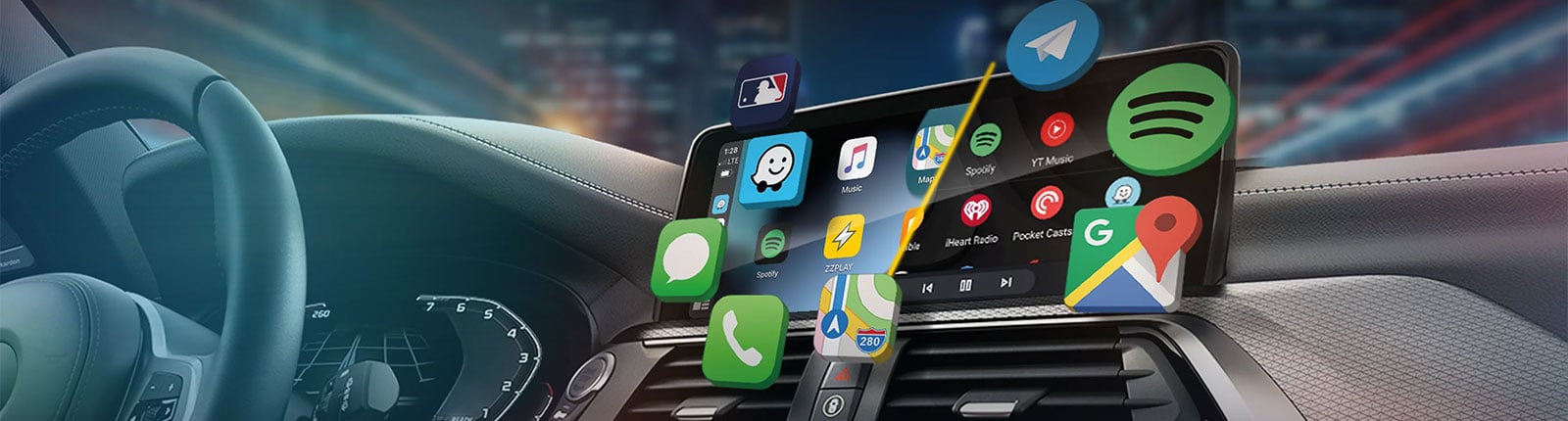 Carplay radio with apps on screen