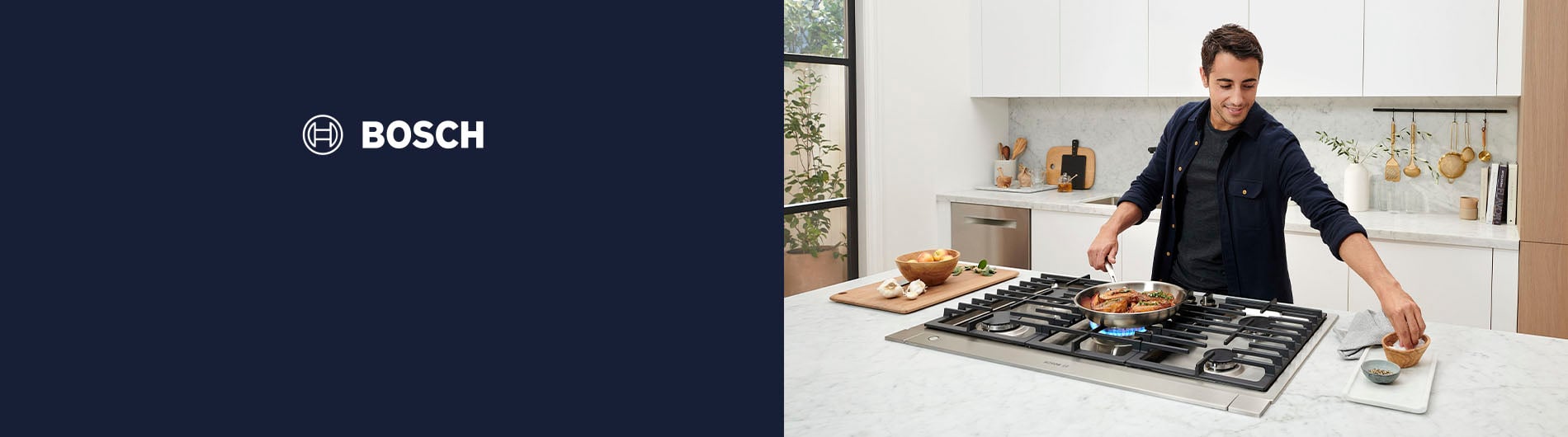 Man cooking in modern kitchen