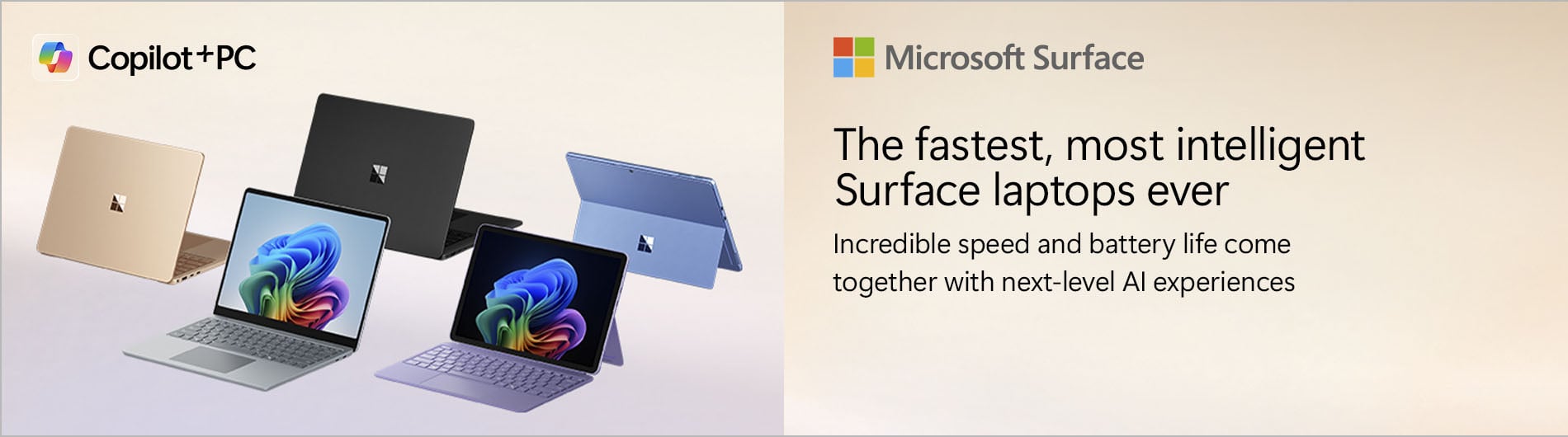 Variety of Microsoft laptops on display