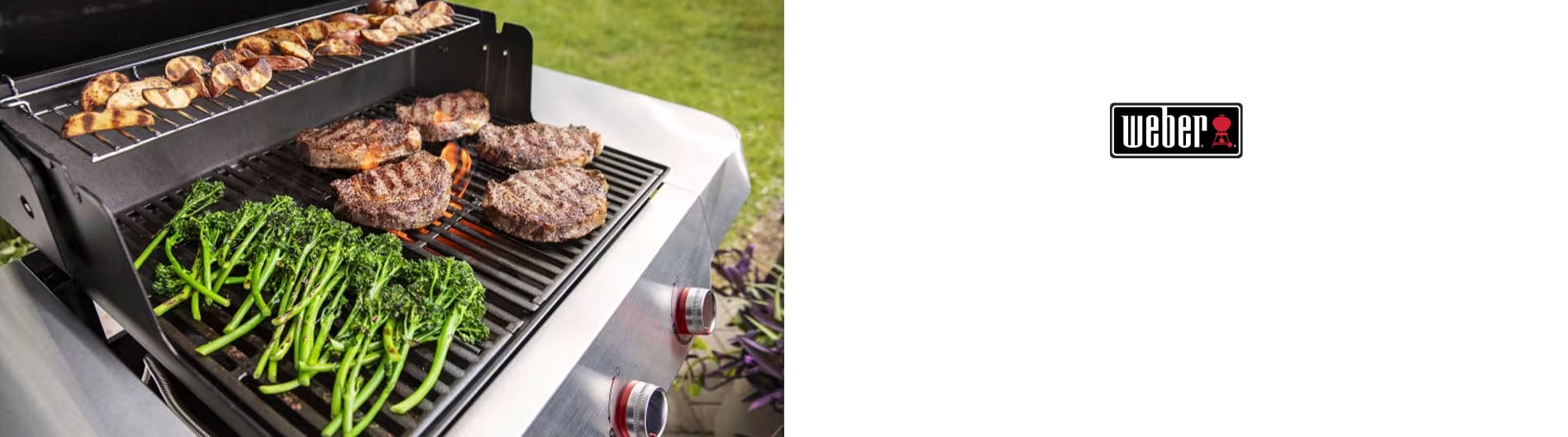 Food cooking on outdoor grill