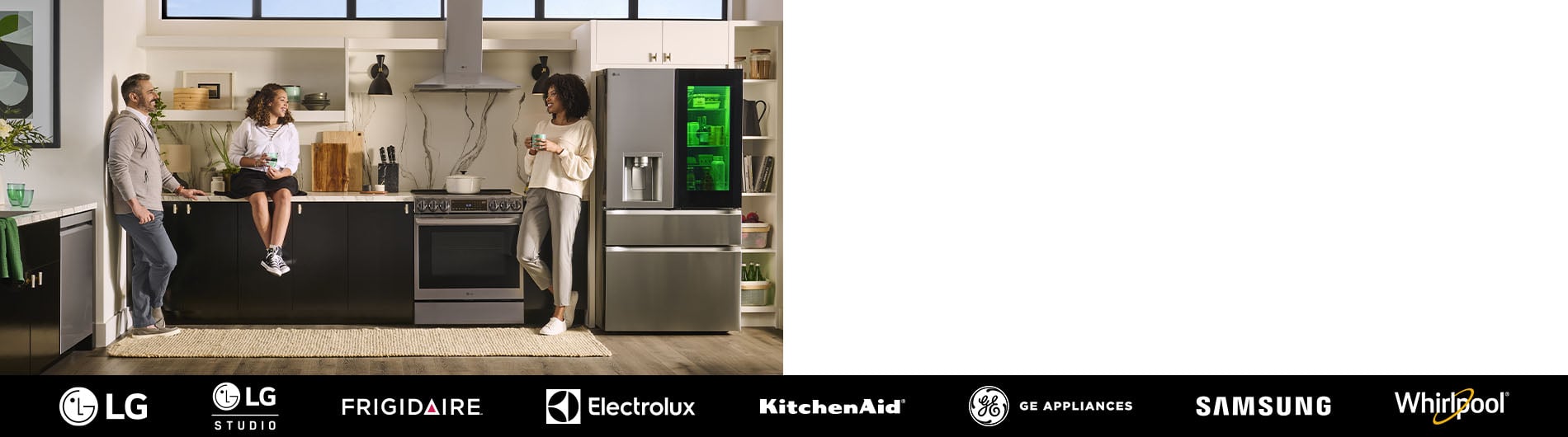 Family lounging in kitchen 