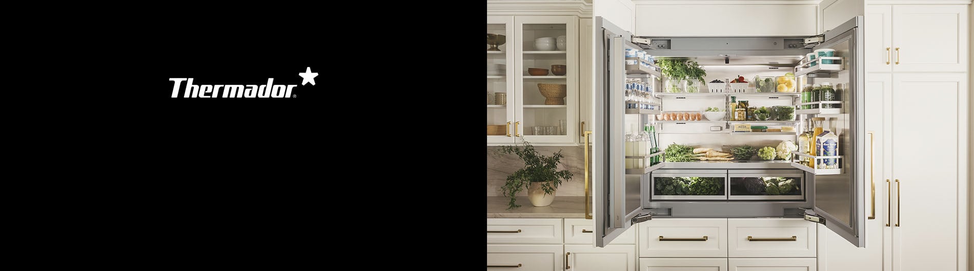 Modern kitchen built-in fridge on display
