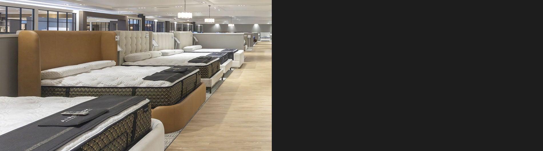 Mattress showroom on display
