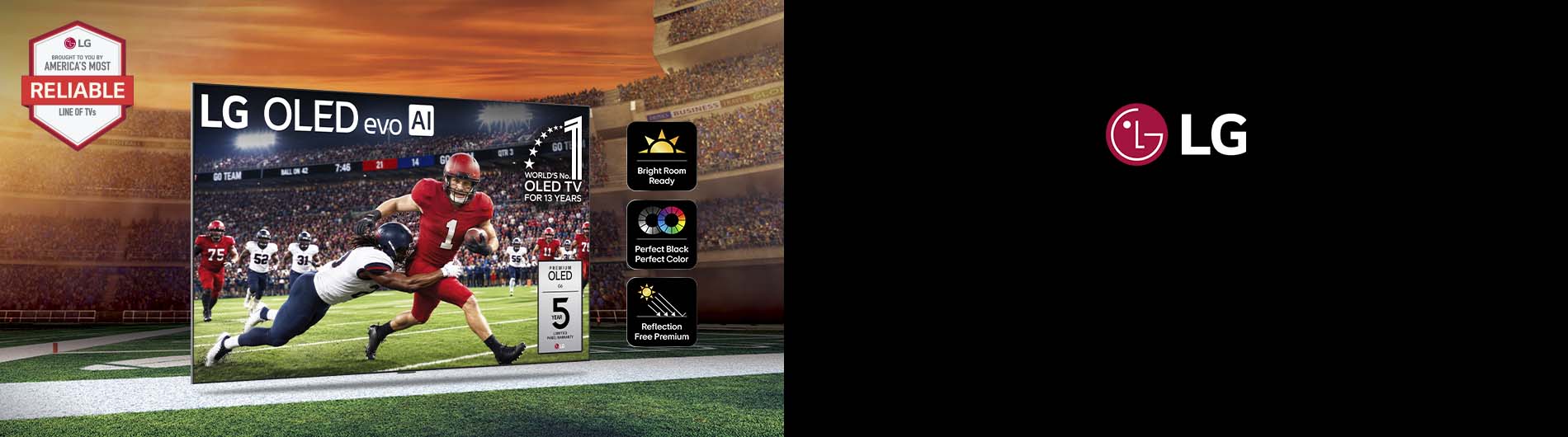 Flat screen tv on a football field