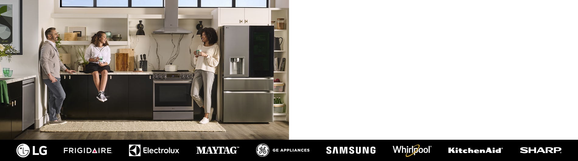 Family enjoying time in kitchen