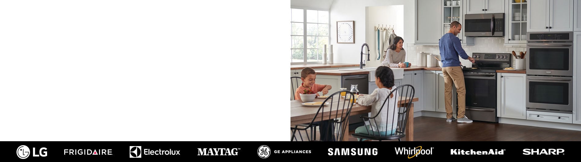 Family enjoying time in kitchen