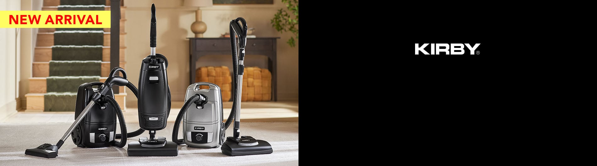 Vacuums on display in living room