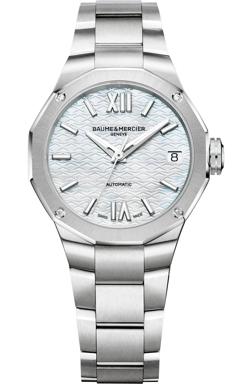 Baume  Mercier Riviera Automatic White MOP Dial Stainless Steel Bracelet Watch 33mm