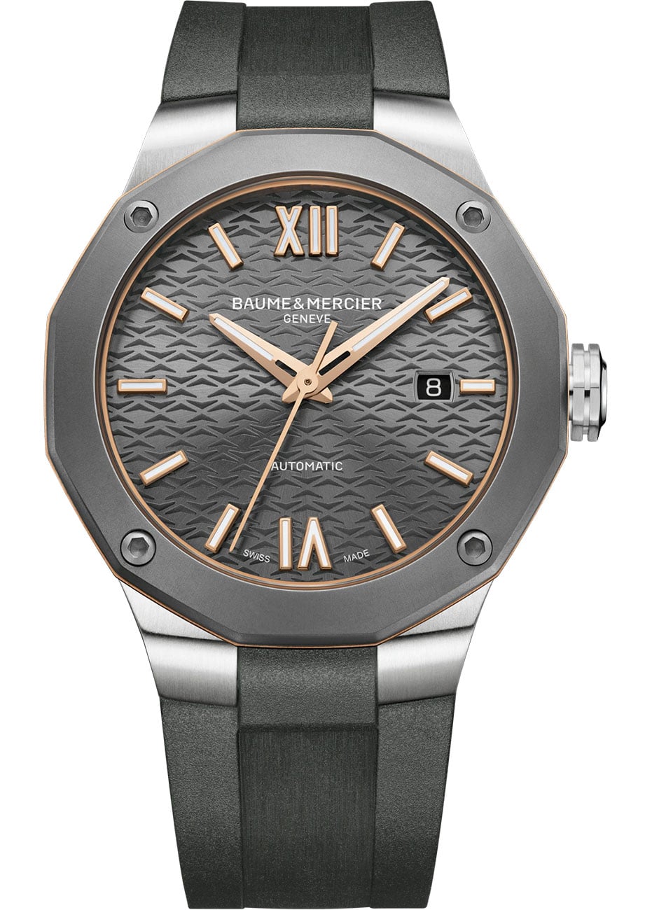 Baume & Mercier Men's Swiss Automatic Riviera Dark Gray Rubber Strap Watch 42mm - Grey