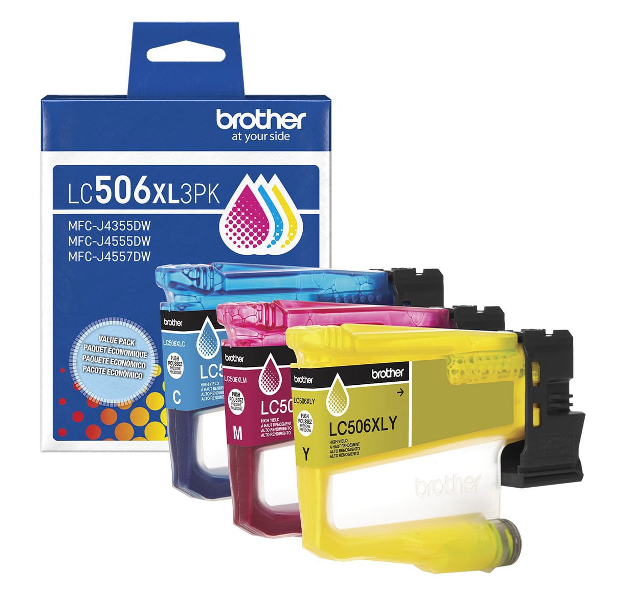 Brother 3 Pack Cyan, Magenta, and Yellow Ink Cartridge - LC506XL3PKS
