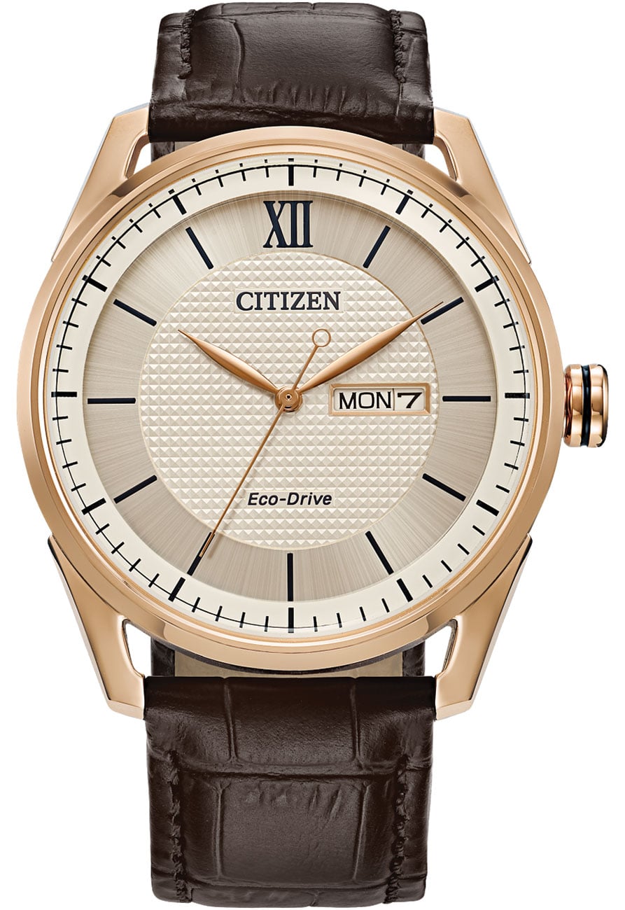 Citizen Classic Ivory Dial Brown Leather Watch AW008201A