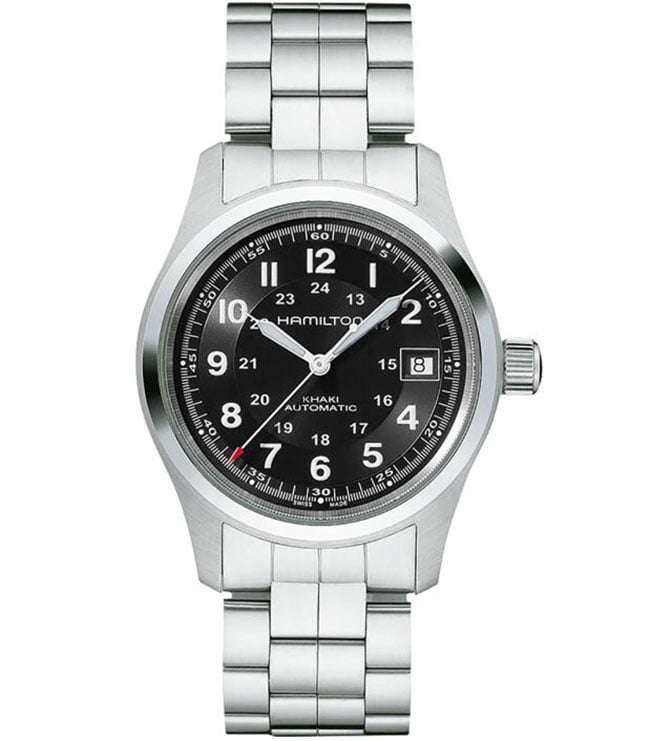 Hamilton Khaki Field Auto Black Dial Stainless Steel Watch, 38mm
