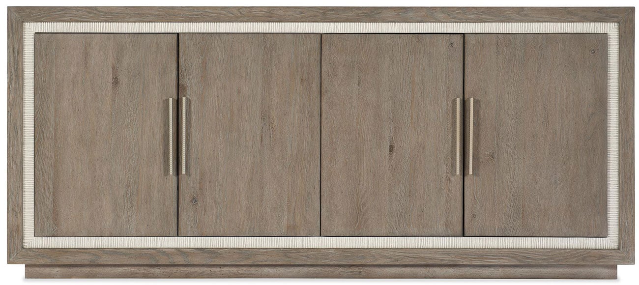 A wooden cabinet with four doors and a light-colored wood grain finish.