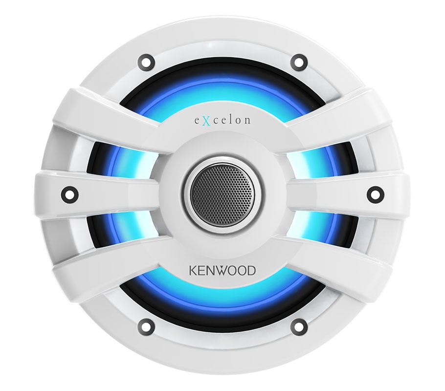 Kenwood eXcelon Motorsports 7.7-inch 2-Way Coaxial Marine Speakers with Illumination in White