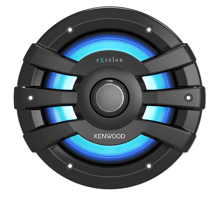 Kenwood eXcelon 7.7-Inch 2-Way Coaxial Marine Speakers with Illumination In Black