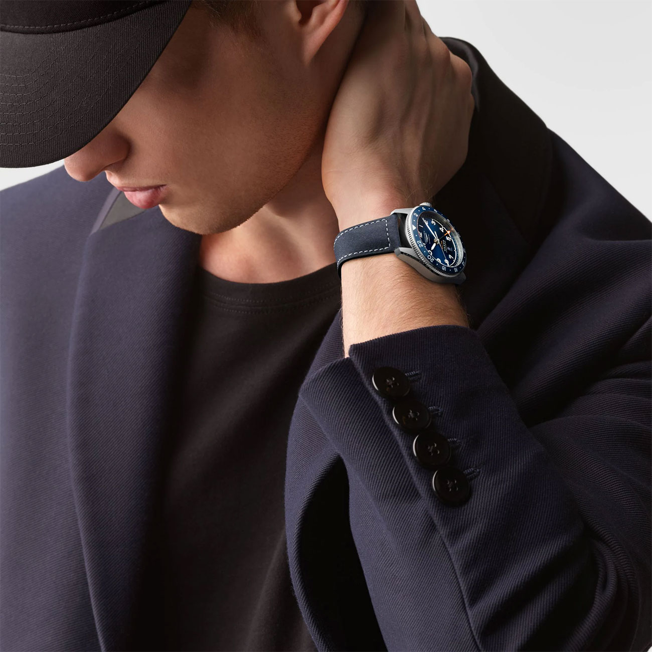 Longines Spirit Zulu Time Blue Leather Watch L3.812.4.93.2