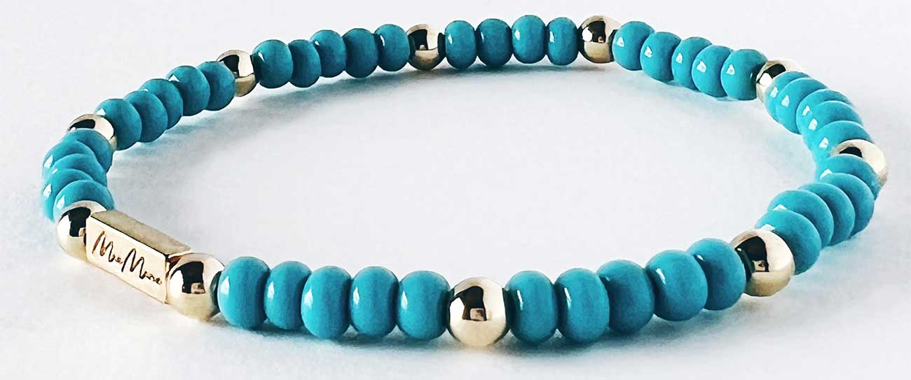 MaeMarie Wraps Abt Exclusive Turquoise w Gold Single Bracelet 4mm 44$