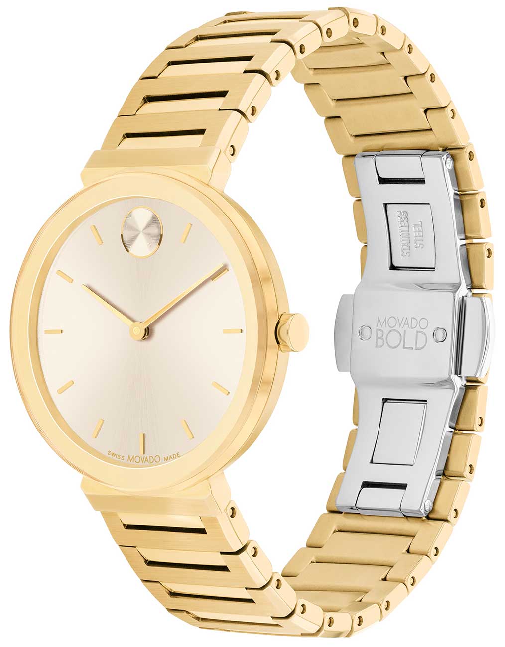 Movado BOLD Horizon Chalk Dial Gold-Tone Watch 3601088