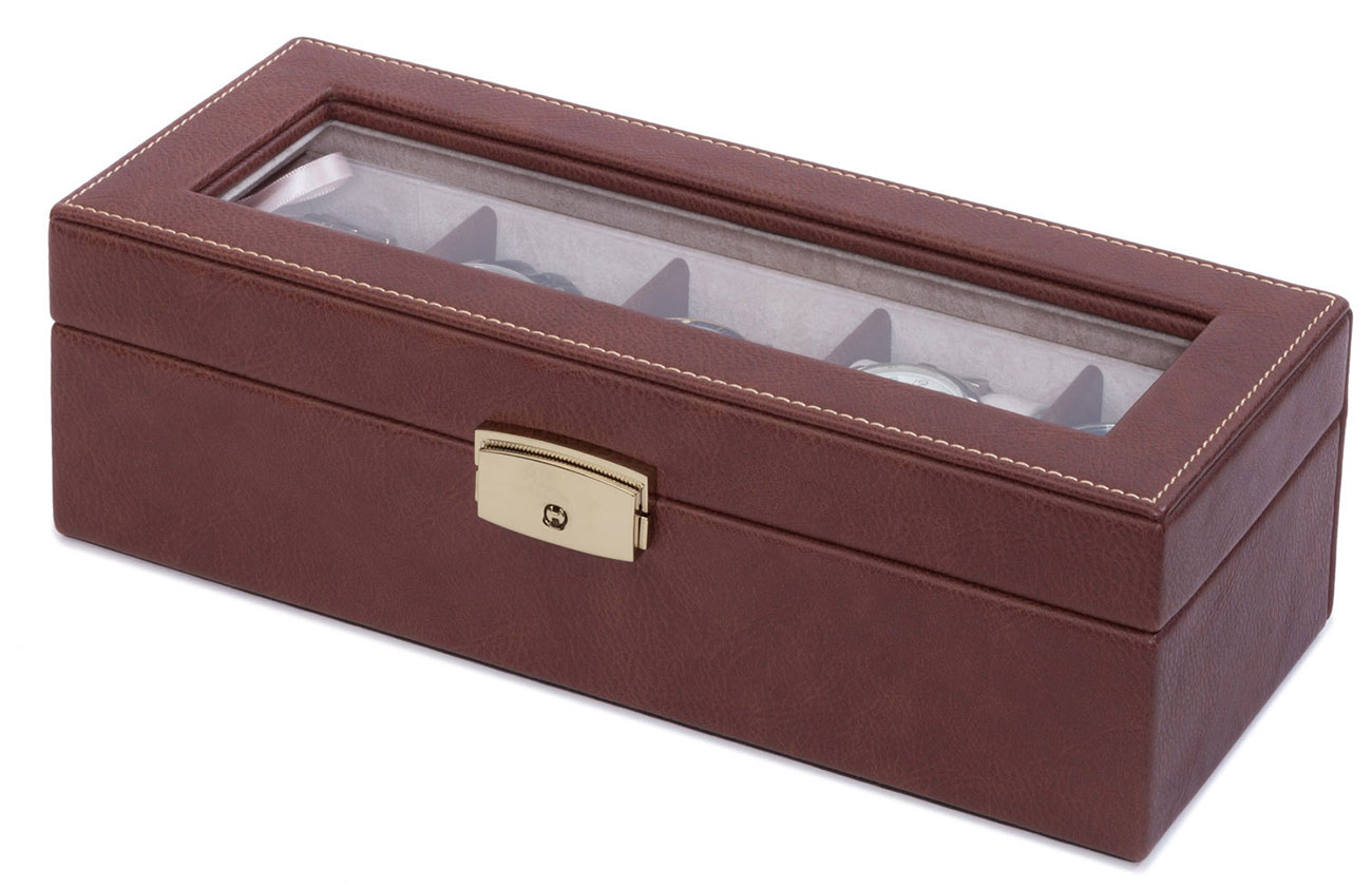 Orbita Roma Five Chocolate Leather Display Case Storage Box 165$
