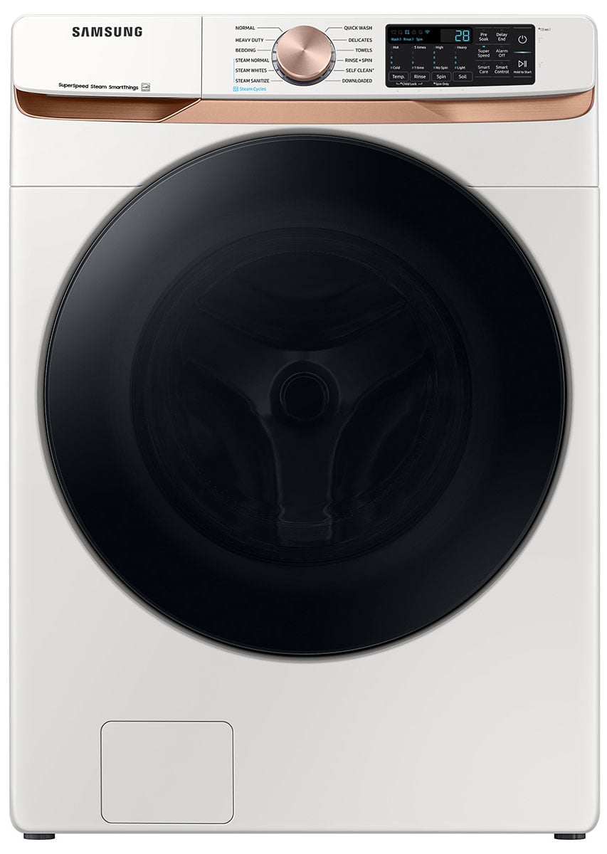 Samsung 5 Cu. Ft. Ivory Extra Large Capacity Smart Front Load Washer With Super Speed Wash & Steam