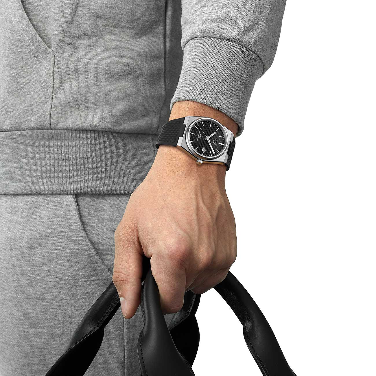 Tissot PRX Powermatic 80 40mm Watch, Black Dial & Rubber