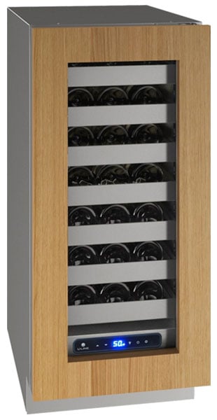U-Line UHWC515IG01A 15 inch 5 Class Single Zone Wine Cooler with 28 Bottle Capacity, 7 Full-Extension Racks, in Panel Ready Frame Glass
