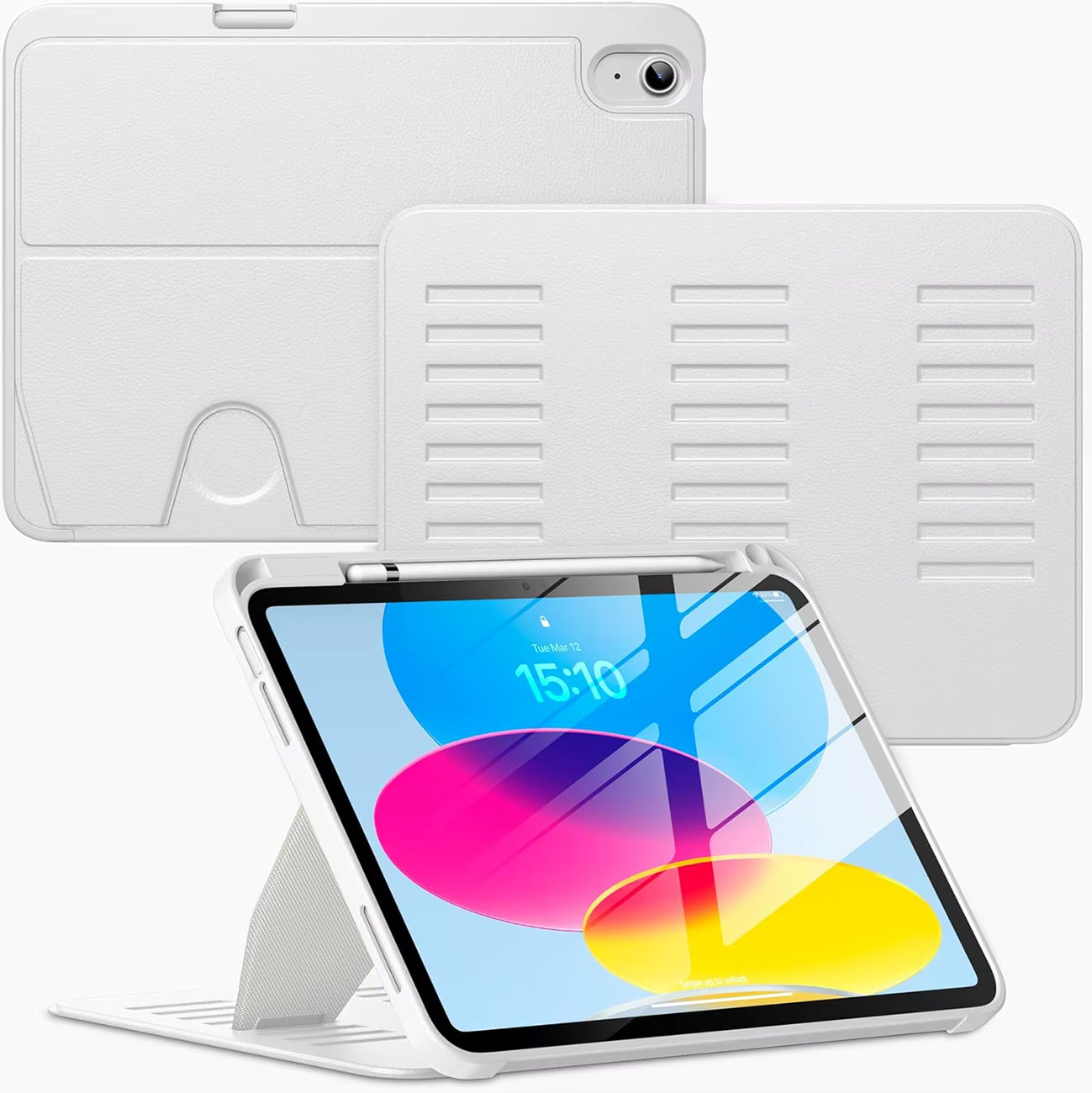 Abt Magnetic Stand iPad Case for iPad A16 10.9-Inch 10th/11th Generation in White
