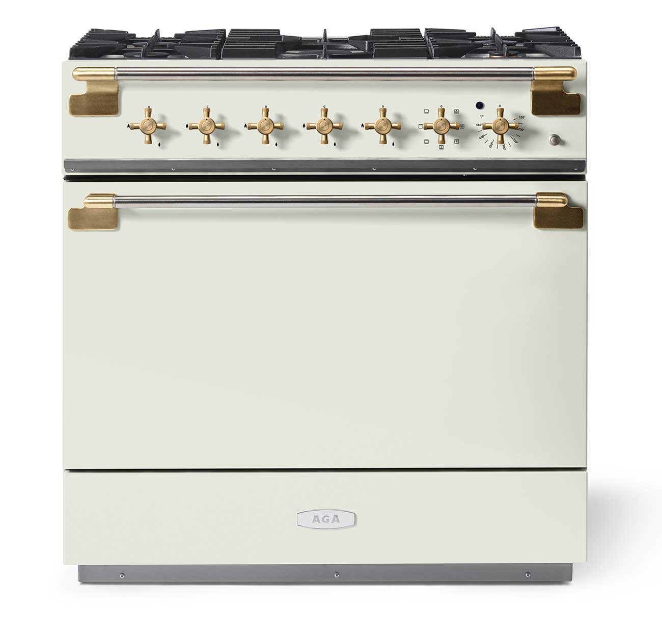 AGA Elise Dual Fuel Range 36 Antique Brass White AEL361DFABWHT