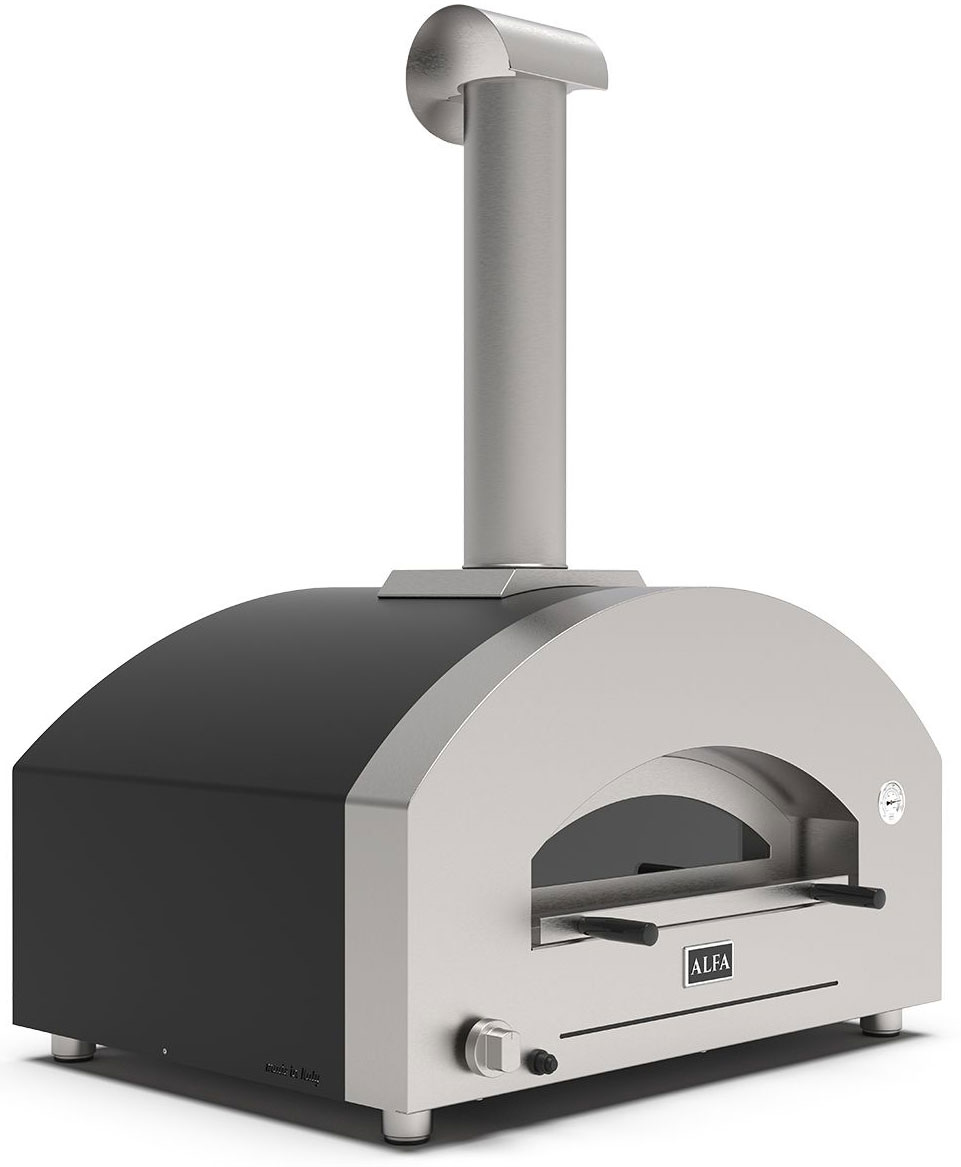 Alfa Futuro 4 Pizze Natural Gas Pizza Oven in Wrinkle Black
