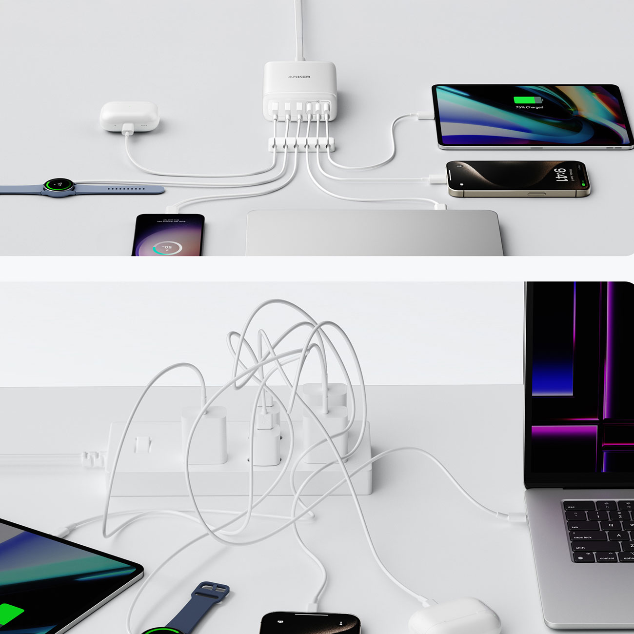 Anker A2154J21-1 Desktop Charger 112W 6 Ports in White