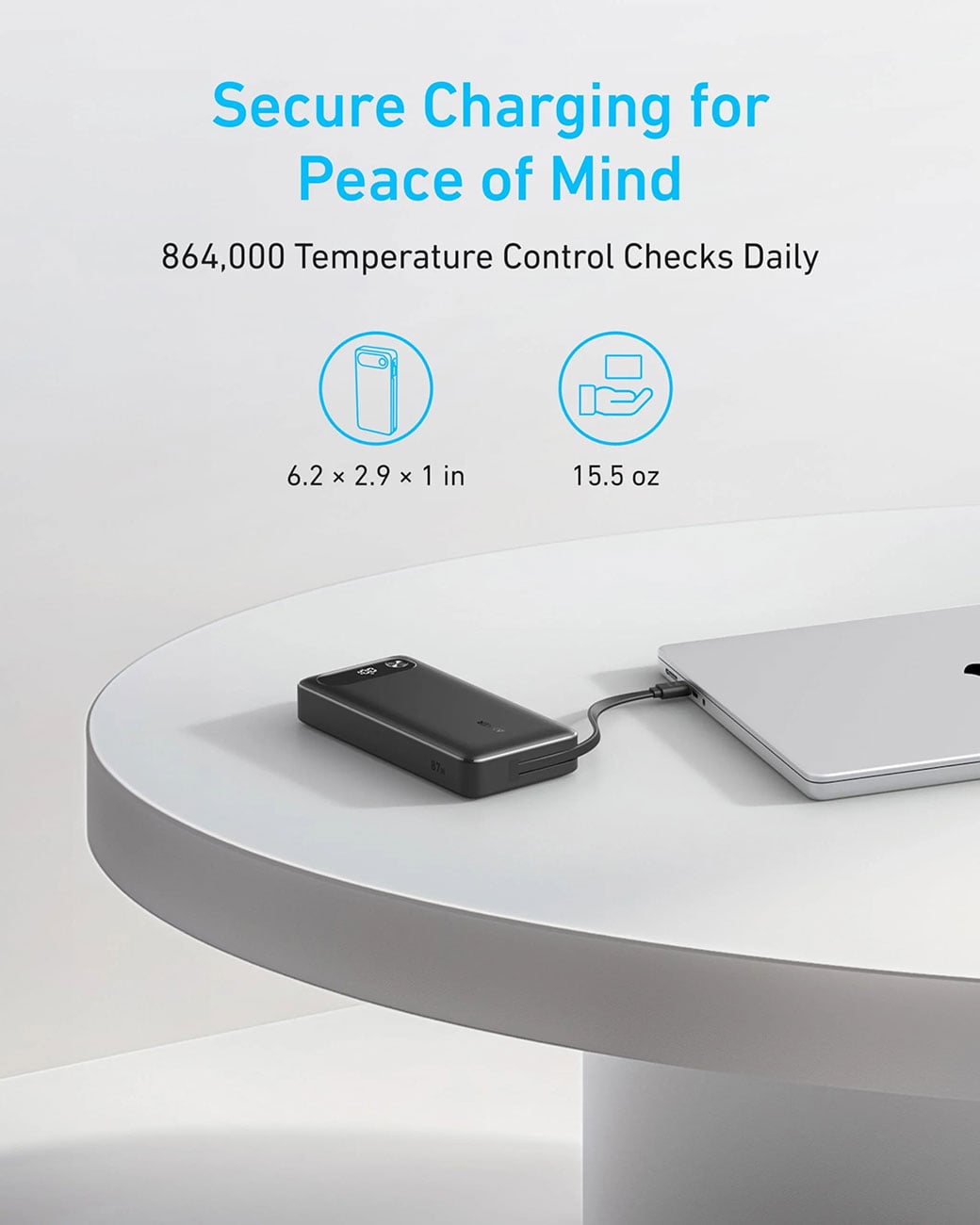 Anker Power Bank 20K 87W w Built-In USB-C Cable A1383H111