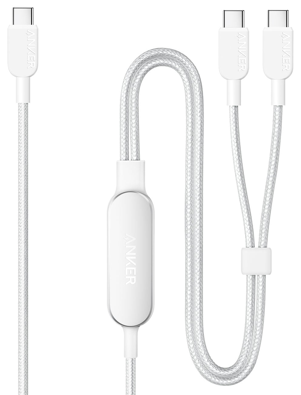 Anker Braided 2-in-1 USB-C to USB-C Cable (4 ft) 140W in White