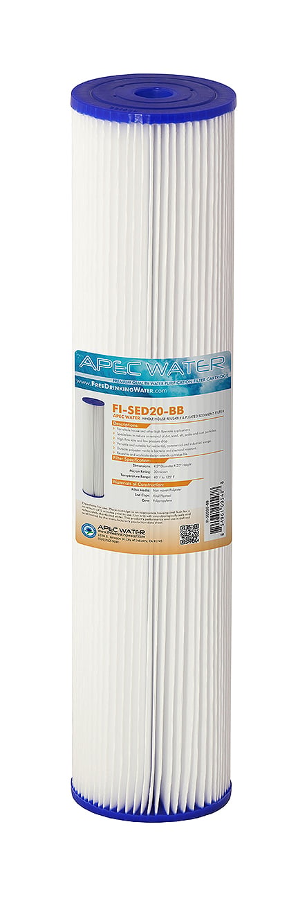 APEC Water 4.5" x 20" Whole House Reusable And Pleated Sediment Filter