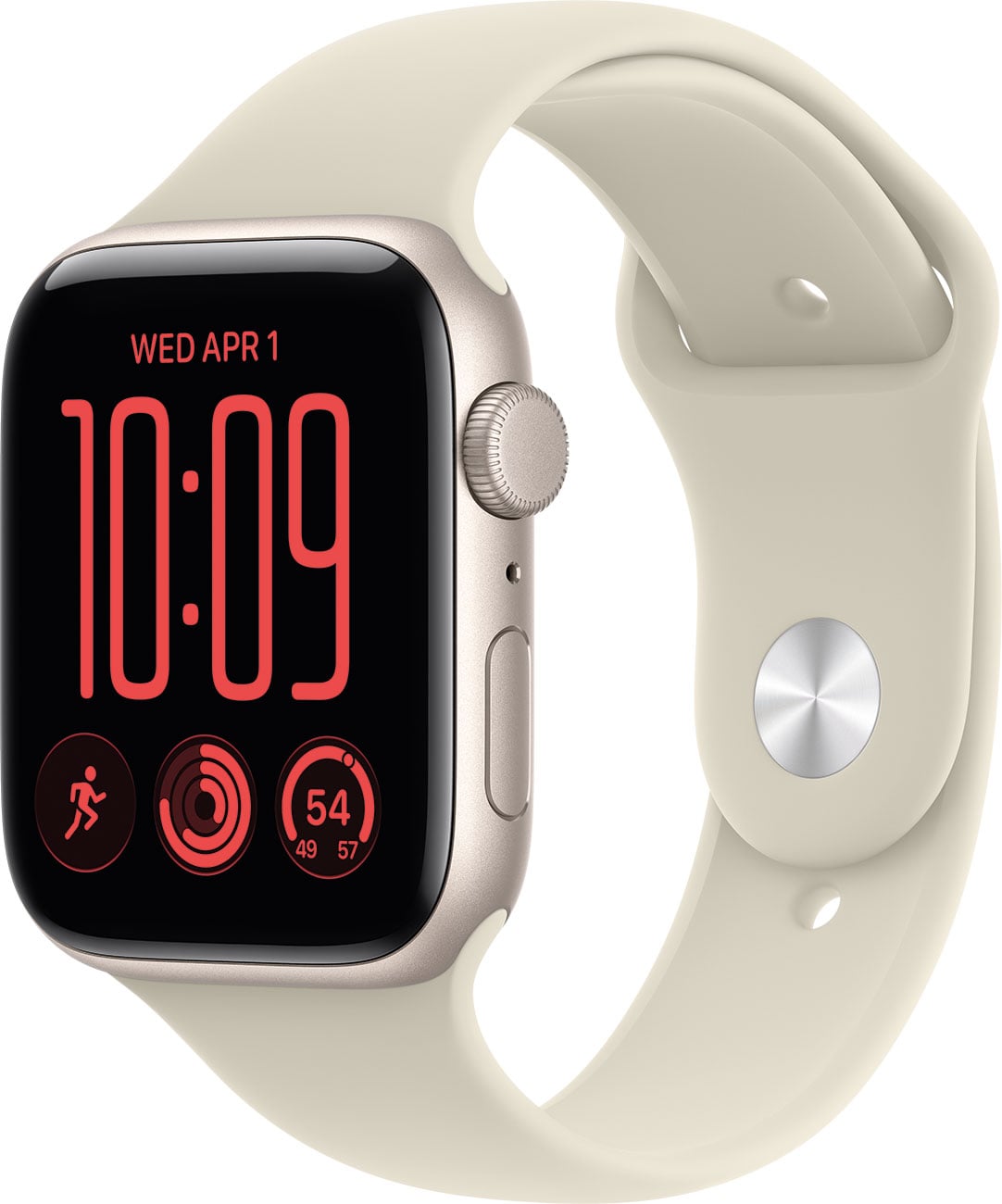 Apple Watch SE 3 GPS + Cellular 44mm in Starlight Aluminum Case With Sand Sport Band - S/M | Smartwatch