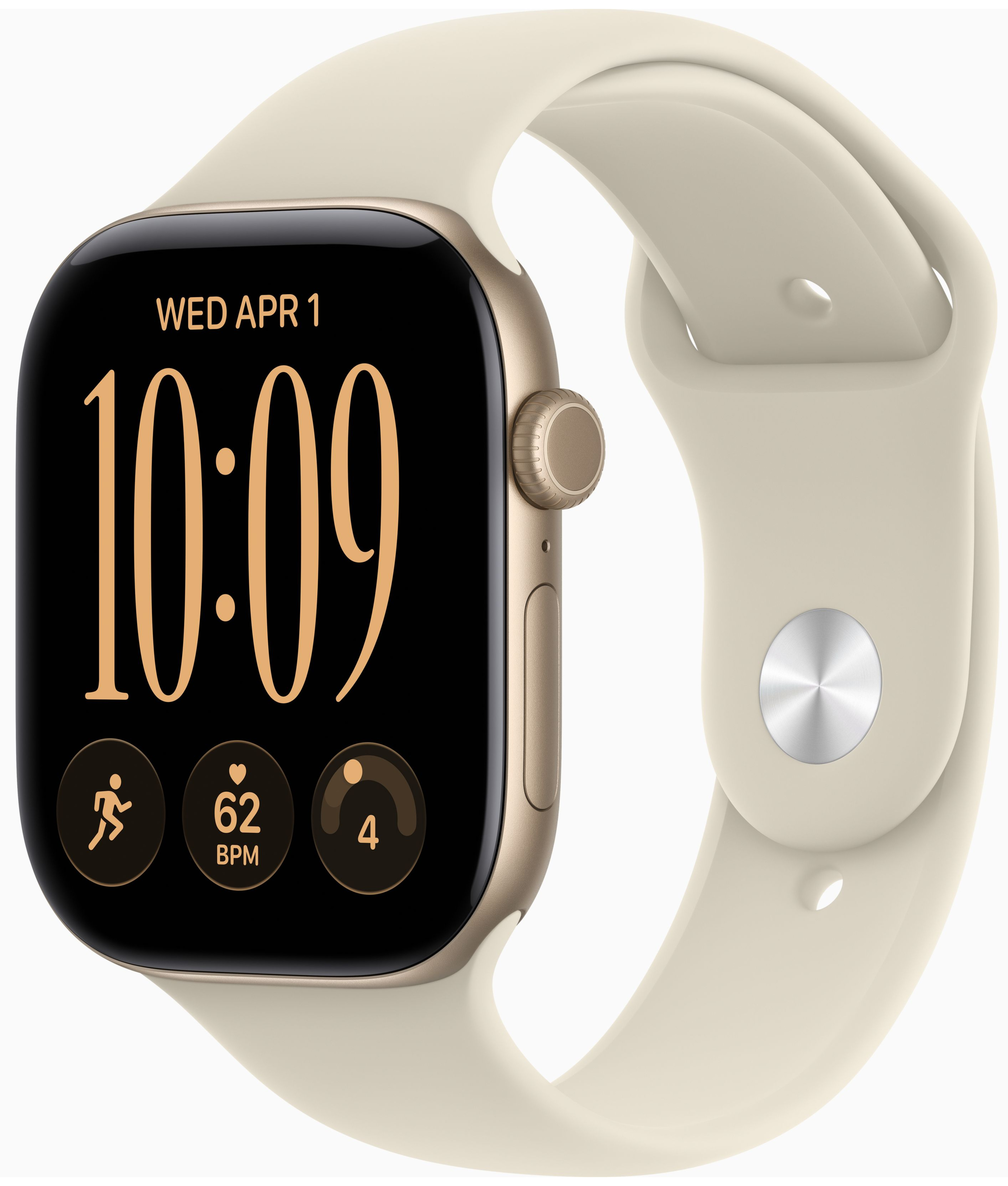 Apple Watch Series 12 GPS + Cellular 46mm Light Gold Aluminum Case with Sand Sport Band - M/L | Smartwatch